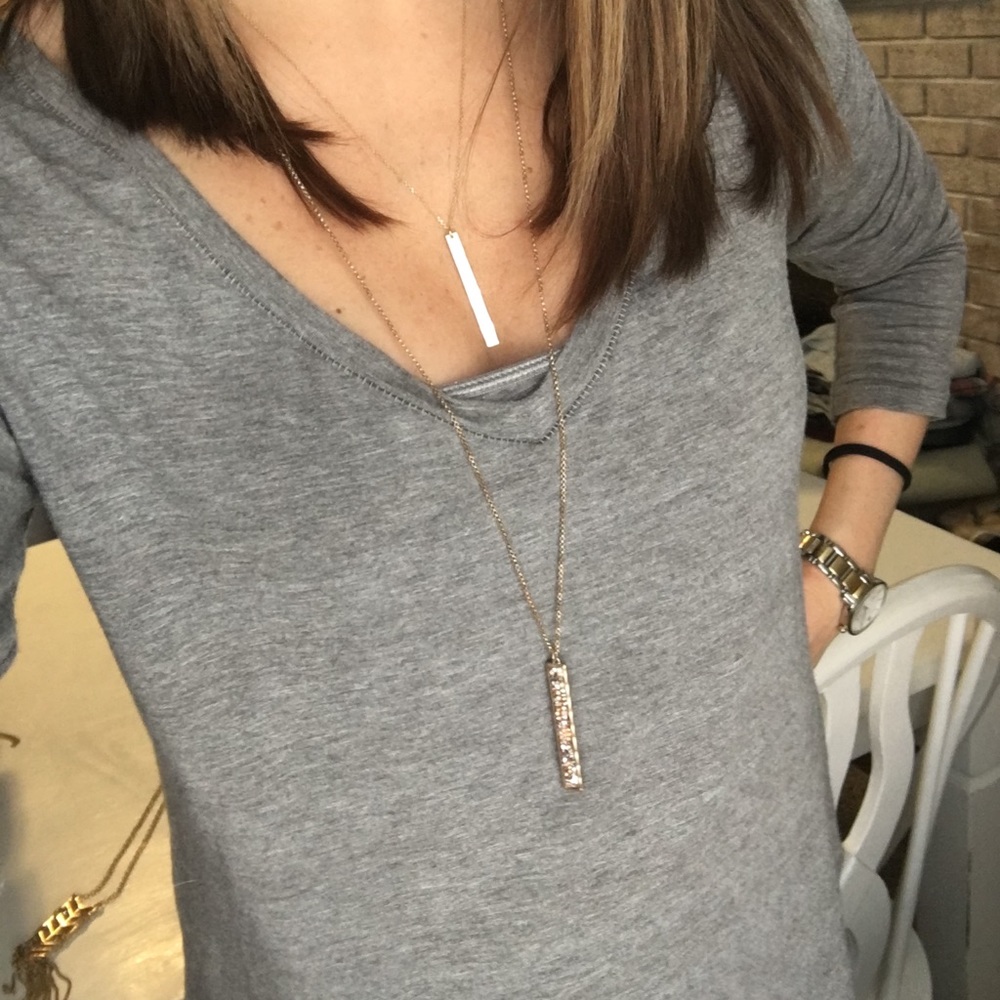 Long vertical bar necklace